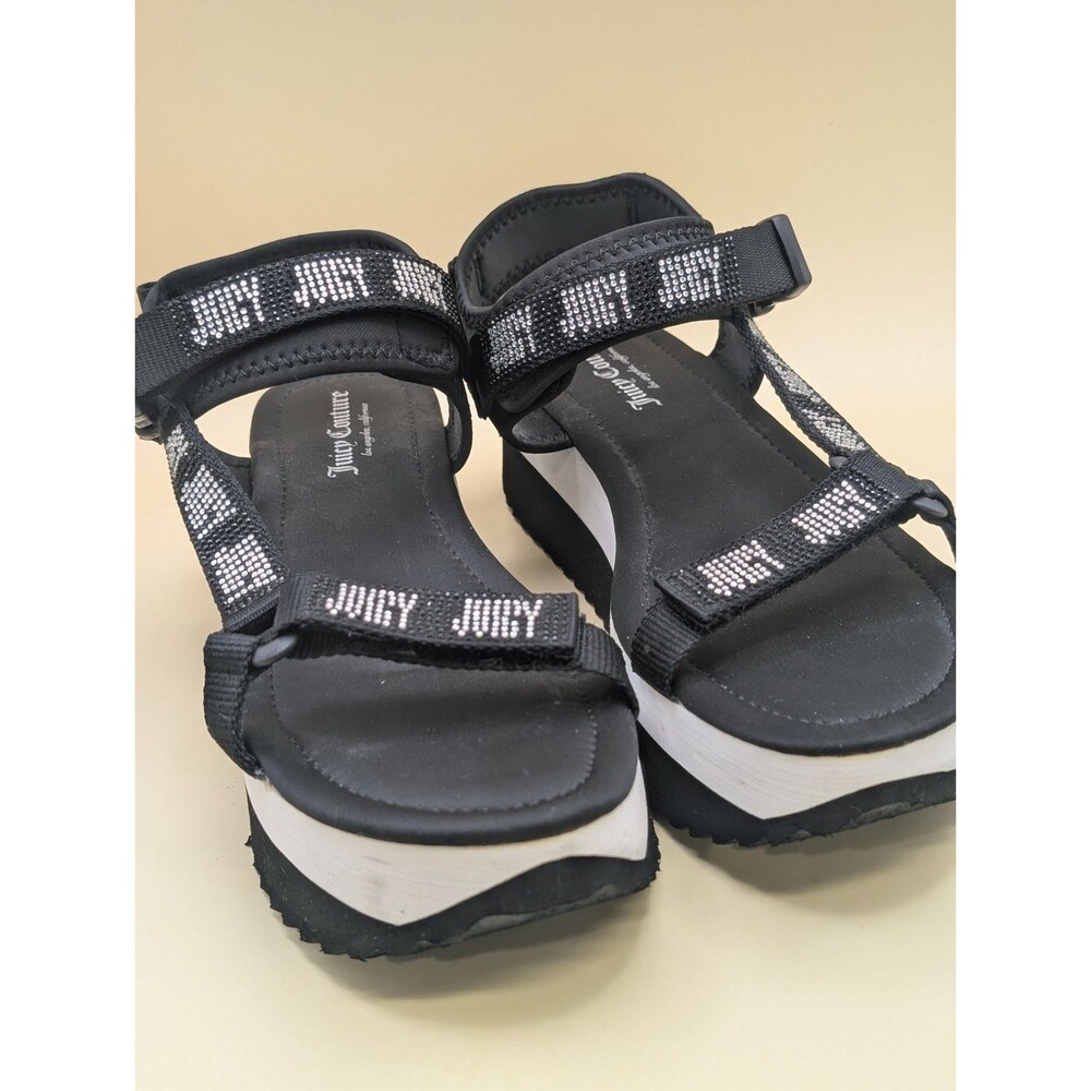 Juicy Couture Womens Izora Black Flatform Sandals Us Size 10 Strap & Buckle